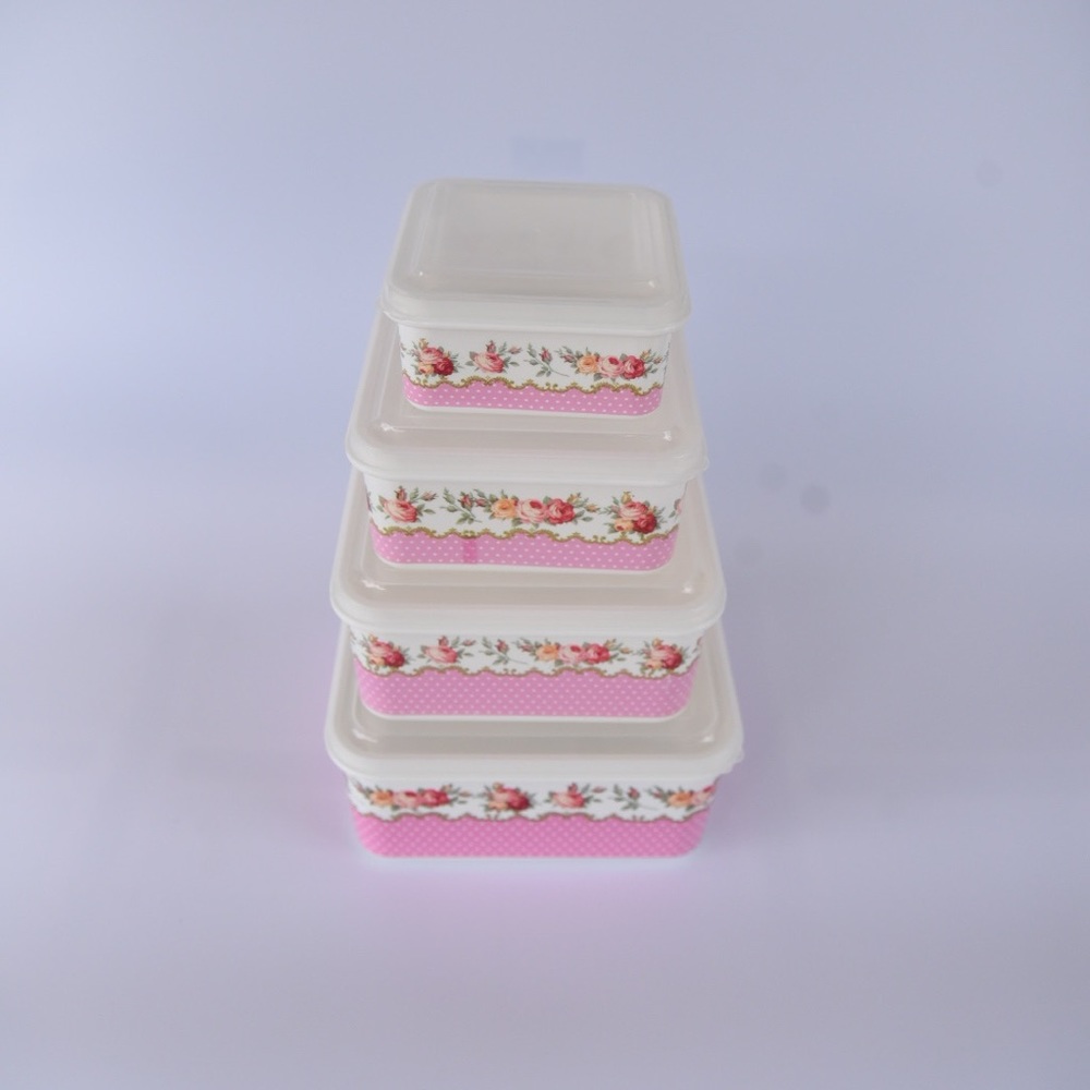 Decorative food storage containers.  4 pack.  Plastic